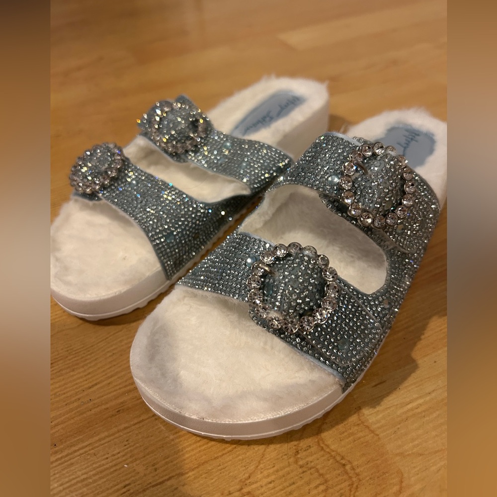 Brand New Betsey Johnson Birkenstocks Blue Sparkle